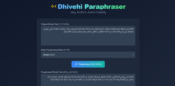 Dhivehi Paraphrasing tool ( ދިވެހި ޢިބާރާތް ބަދަލުކުރާ )