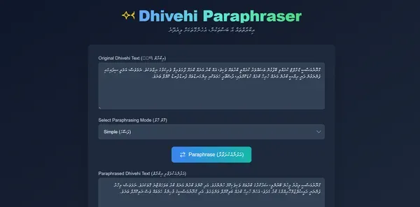 Dhivehi Paraphrasing tool ( ދިވެހި ޢިބާރާތް ބަދަލުކުރާ )